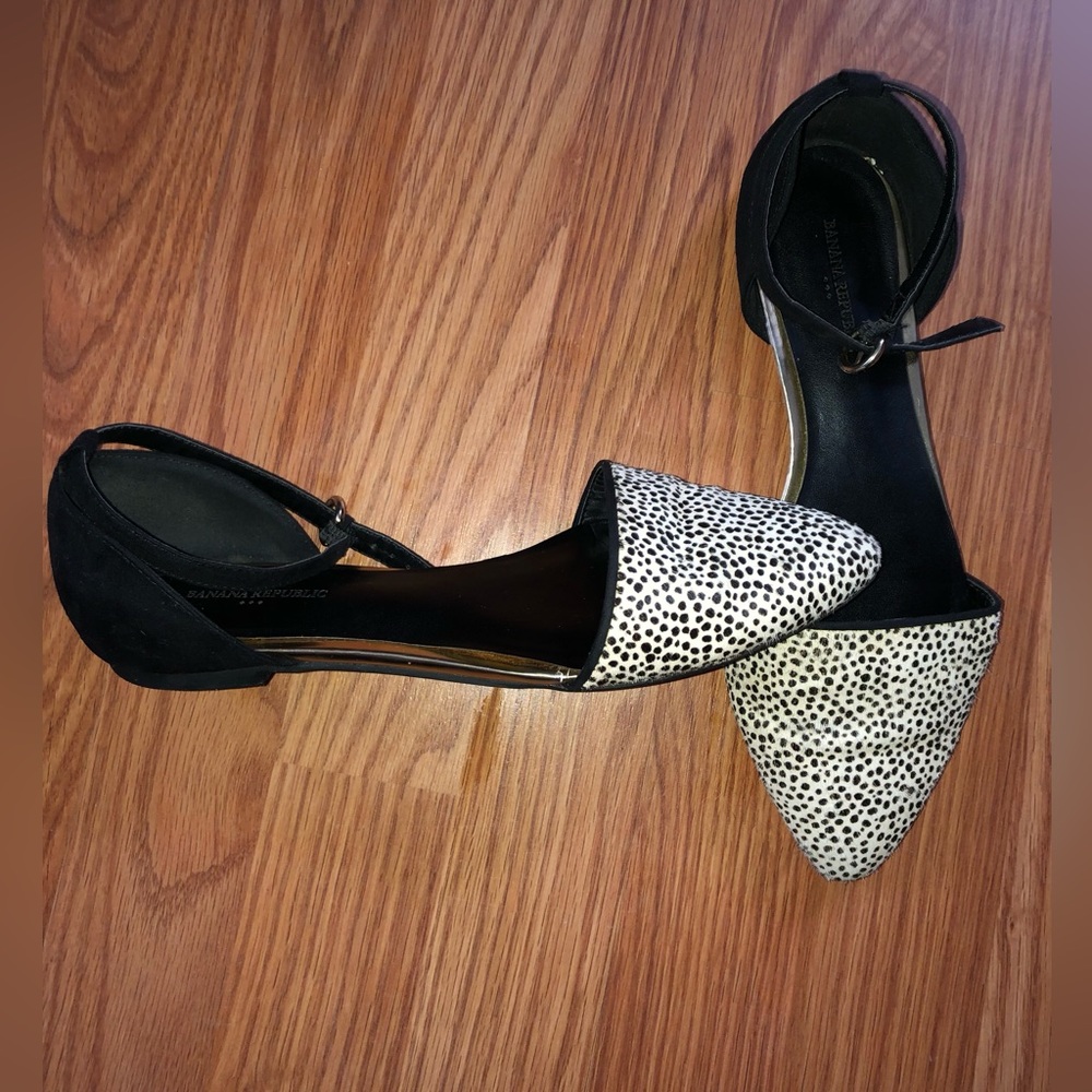 Banana Republic Sandals Size 7.5 New D'orsay Flats Animal Print Mohair